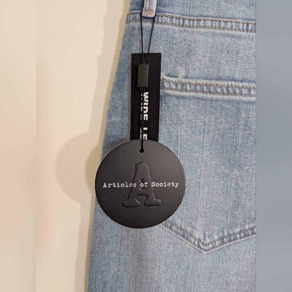 Articles of Society Wide Leg Jeans Size 26 High Rise Light Wash Denim Streetwear - Picture 8 of 8